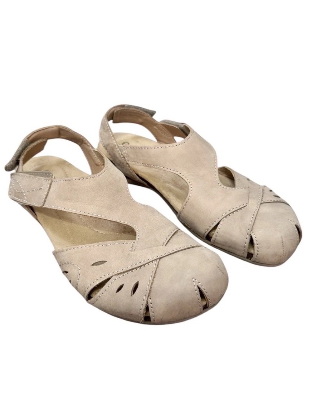 Earth Origins Birdine Beige Leather Women's Sandals Adjustable 8.5M